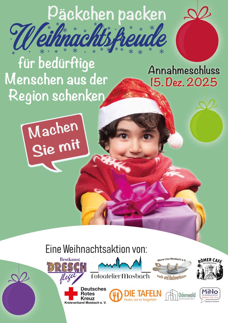 Weihnachtspäckchenaktion Mosbach 2025 - Plakat